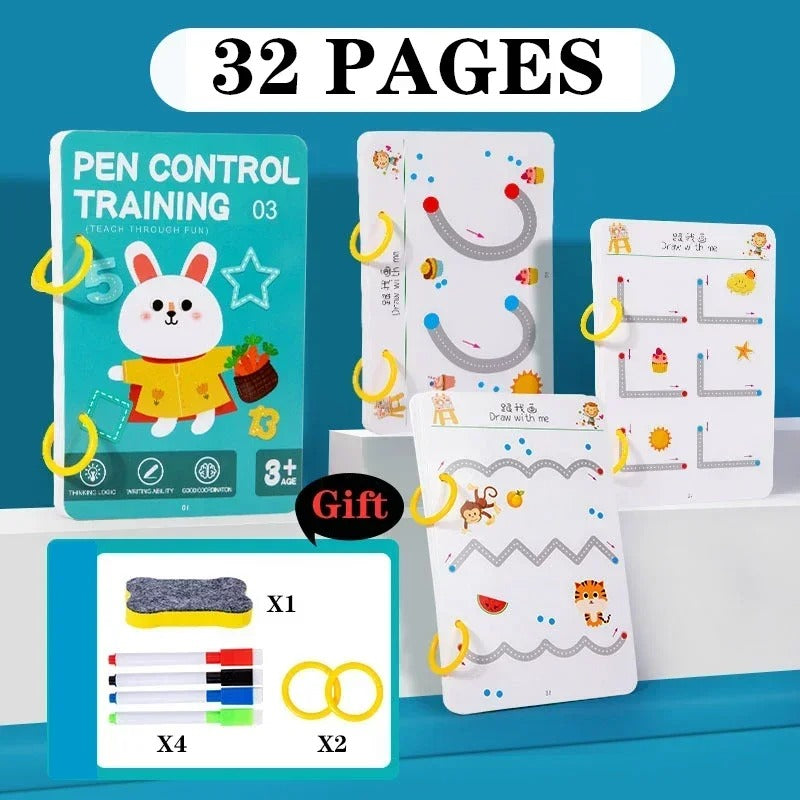 Magical Tracing Workbook Reusable Control Training Book - Children's Education