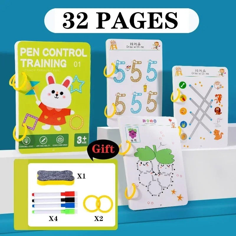 Magical Tracing Workbook Reusable Control Training Book - Children's Education